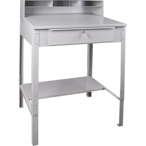 Open Floor Style Shop Desk, 34-1/2" W x 30" D x 53" H, Grey Meunier Outillage Industriel