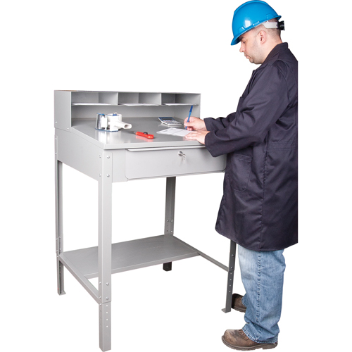 Open Floor Style Shop Desk, 34-1/2" W x 30" D x 53" H, Grey Meunier Outillage Industriel