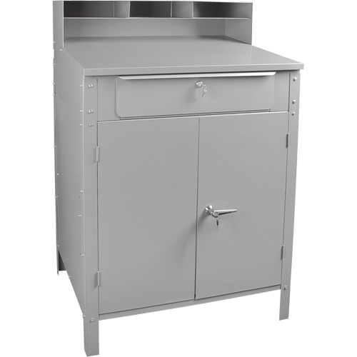 Cabinet Style Shop Desk, 34-1/2" W x 30" D x 53" H, Grey Meunier Outillage Industriel