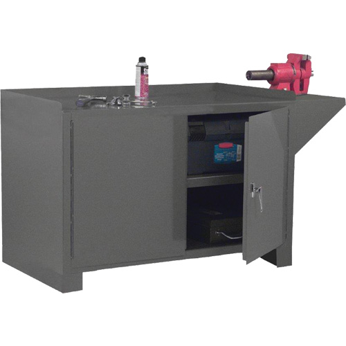 Stationary Workstation, Steel Surface, 60-1/8" W x 24-1/4" D x 36-3/16" H Meunier Outillage Industriel