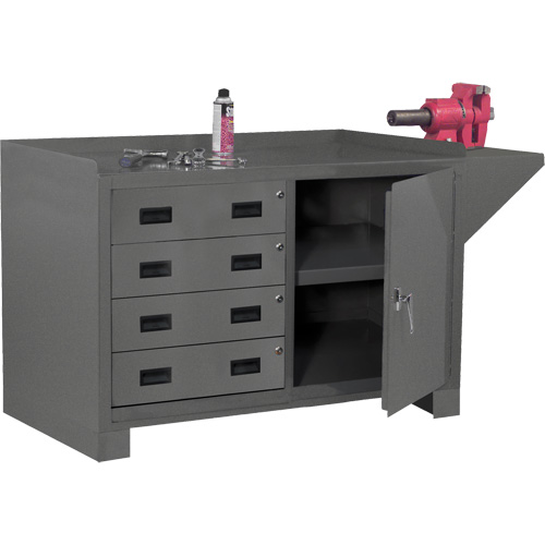 Stationary Workstation, Steel Surface, 60-1/8" W x 24-1/4" D x 36-1/4" H Meunier Outillage Industriel