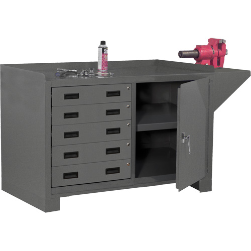 Stationary Workstation, Steel Surface, 60-1/8" W x 24-1/4" D x 36-1/4" H Meunier Outillage Industriel
