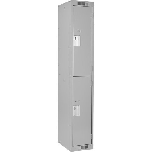 Clean Line Lockers, 2 -tier, 12" x 18" x 72", Steel, Grey, Rivet (Assembled) Meunier Outillage Industriel