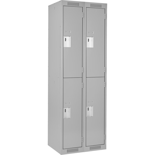 Clean Line Lockers, 2 -tier, Bank of 2, 24" x 18" x 72", Steel, Grey, Rivet (Assembled) Meunier Outillage Industriel