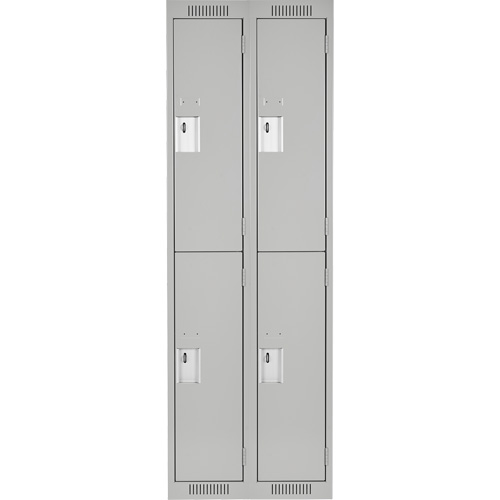 Clean Line Lockers, 2 -tier, Bank of 2, 24" x 18" x 72", Steel, Grey, Rivet (Assembled) Meunier Outillage Industriel