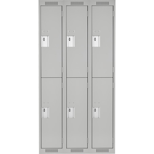 Clean Line Lockers, 2 -tier, Bank of 3, 36" x 18" x 72", Steel, Grey, Rivet (Assembled) Meunier Outillage Industriel