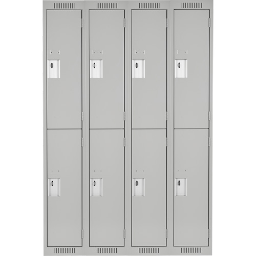 Clean Line Lockers, 2 -tier, Bank of 4, 48" x 18" x 72", Steel, Grey, Rivet (Assembled) Meunier Outillage Industriel