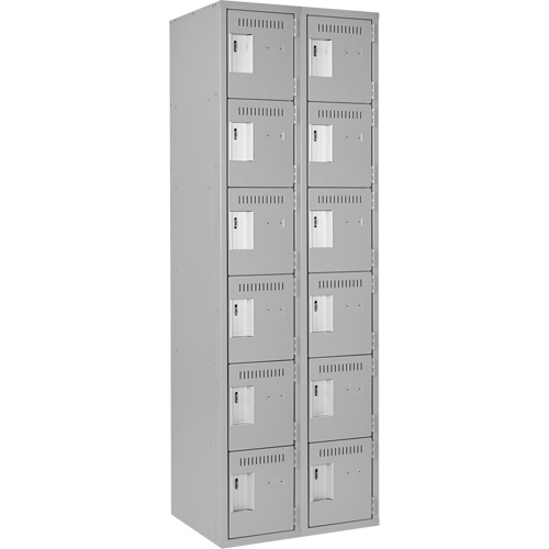 Clean Line Lockerettes, 6 -tier, Bank of 2, 24" x 18" x 72", Steel, Grey, Rivet (Assembled) Meunier Outillage Industriel