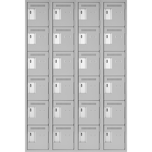 Clean Line Lockerettes, 6 -tier, Bank of 4, 48" x 18" x 72", Steel, Grey, Rivet (Assembled) Meunier Outillage Industriel
