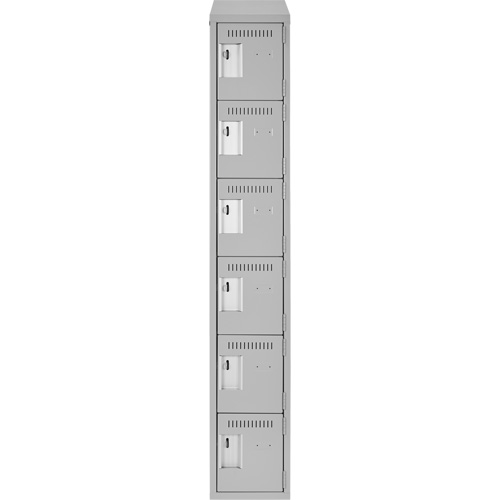 Clean Line Lockerette , 6 -tier, 12" x 18" x 78", Steel, Grey, Rivet (Assembled) Meunier Outillage Industriel