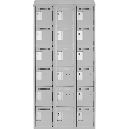 Clean Line Lockerette , 6 -tier, Bank of 3, 36" x 18" x 78", Steel, Grey, Rivet (Assembled) Meunier Outillage Industriel