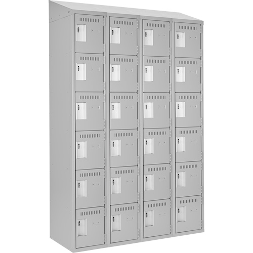 Clean Line Lockerette , 6 -tier, Bank of 4, 48" x 18" x 78", Steel, Grey, Rivet (Assembled) Meunier Outillage Industriel