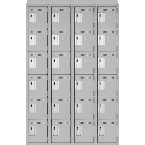 Clean Line Lockerette , 6 -tier, Bank of 4, 48" x 18" x 78", Steel, Grey, Rivet (Assembled) Meunier Outillage Industriel