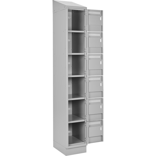 Clean Line Lockerette, 6 -tier, Bank of 4, 48" x 18" x 82", Steel, Grey, Rivet (Assembled) Meunier Outillage Industriel