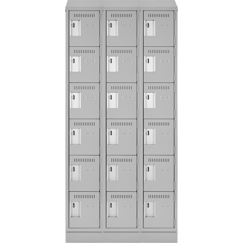 Clean Line Lockerette, 6 -tier, Bank of 3, 36" x 18" x 82", Steel, Grey, Rivet (Assembled) Meunier Outillage Industriel