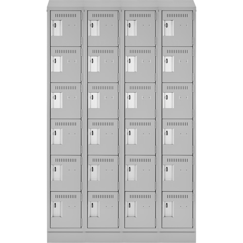 Clean Line Lockerette, 6 -tier, Bank of 4, 48" x 18" x 82", Steel, Grey, Rivet (Assembled) Meunier Outillage Industriel
