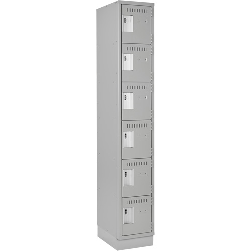 Petits casiers Clean Line, 6 niveaux, 12" x 18" x 76", Acier, Gris, Rivet (assembl&eacute;) Meunier Outillage Industriel
