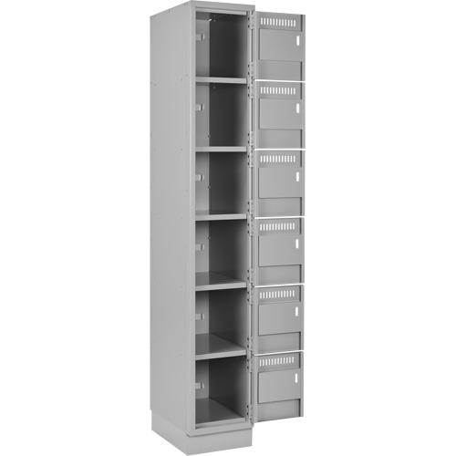 Clean Line Lockerette, 6 -tier, Bank of 3, 36" x 18" x 76", Steel, Grey, Rivet (Assembled) Meunier Outillage Industriel