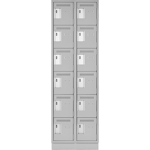 Clean Line Lockerette, 6 -tier, Bank of 2, 24" x 18" x 76", Steel, Grey, Rivet (Assembled) Meunier Outillage Industriel