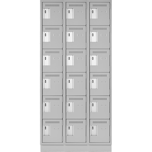 Clean Line Lockerette, 6 -tier, Bank of 3, 36" x 18" x 76", Steel, Grey, Rivet (Assembled) Meunier Outillage Industriel
