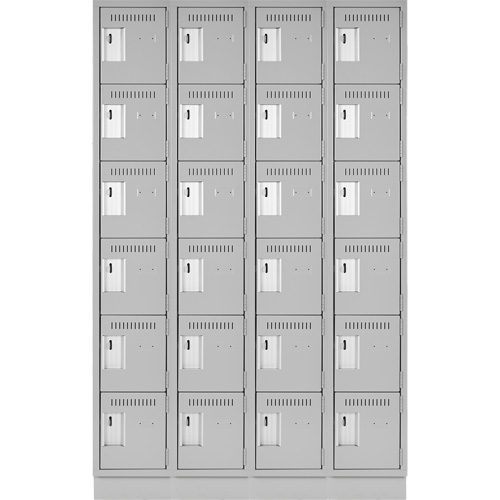 Clean Line Lockerette, 6 -tier, Bank of 4, 48" x 18" x 76", Steel, Grey, Rivet (Assembled) Meunier Outillage Industriel