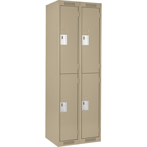 Clean Line Lockers, 2 -tier, Bank of 2, 24" x 18" x 72", Steel, Beige, Rivet (Assembled) Meunier Outillage Industriel
