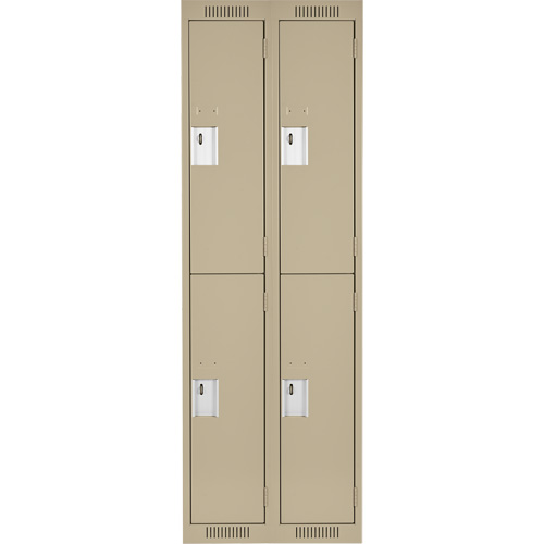 Clean Line Lockers, 2 -tier, Bank of 2, 24" x 18" x 72", Steel, Beige, Rivet (Assembled) Meunier Outillage Industriel