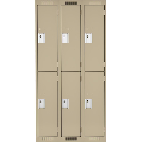Clean Line Lockers, 2 -tier, Bank of 3, 36" x 18" x 72", Steel, Beige, Rivet (Assembled) Meunier Outillage Industriel