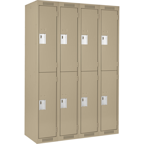 Clean Line Lockers, 2 -tier, Bank of 4, 48" x 18" x 72", Steel, Beige, Rivet (Assembled) Meunier Outillage Industriel