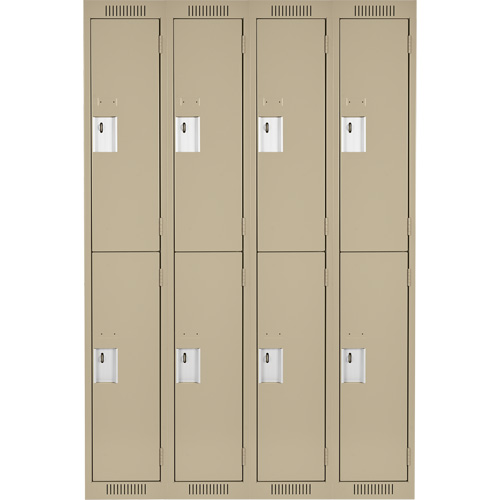 Clean Line Lockers, 2 -tier, Bank of 4, 48" x 18" x 72", Steel, Beige, Rivet (Assembled) Meunier Outillage Industriel