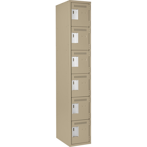 Petits casiers Clean Line, 6 niveaux, 12" x 18" x 72", Acier, Beige, Rivet (assembl&eacute;) Meunier Outillage Industriel