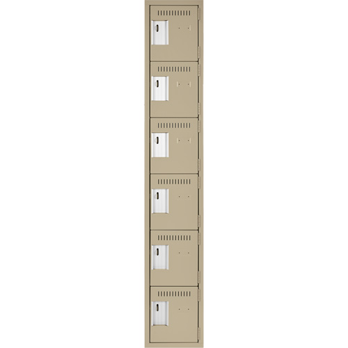 Petits casiers Clean Line, 6 niveaux, 12" x 18" x 72", Acier, Beige, Rivet (assembl&eacute;) Meunier Outillage Industriel