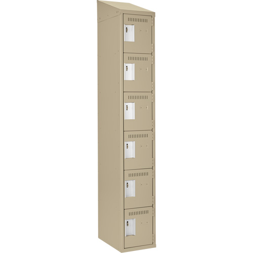 Clean Line Lockerette, 6 -tier, 12" x 18" x 78", Steel, Beige, Rivet (Assembled) Meunier Outillage Industriel