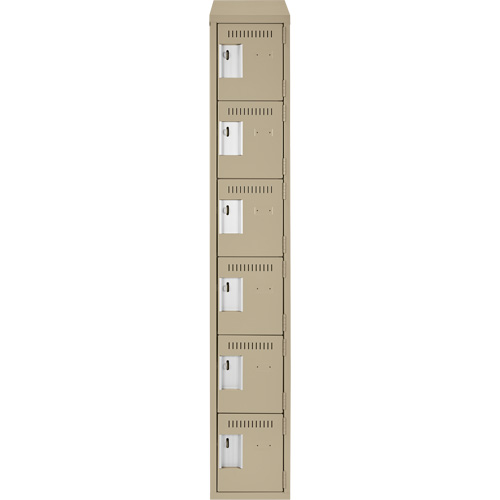 Clean Line Lockerette, 6 -tier, 12" x 18" x 78", Steel, Beige, Rivet (Assembled) Meunier Outillage Industriel