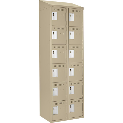 Petits casiers Clean Line, 6 niveaux, Bloc de 2, 24" x 18" x 78", Acier, Beige, Rivet (assembl&eacute;) Meunier Outillage Industriel