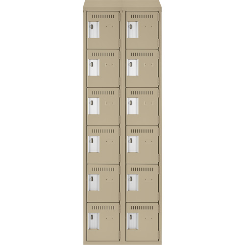 Petits casiers Clean Line, 6 niveaux, Bloc de 2, 24" x 18" x 78", Acier, Beige, Rivet (assembl&eacute;) Meunier Outillage Industriel