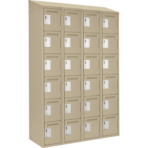 Petits casiers Clean Line, 6 niveaux, Bloc de 4, 48" x 18" x 78", Acier, Beige, Rivet (assembl&eacute;) Meunier Outillage Industriel