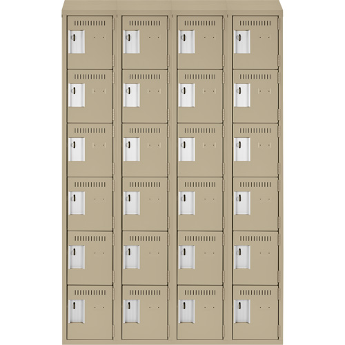 Petits casiers Clean Line, 6 niveaux, Bloc de 4, 48" x 18" x 78", Acier, Beige, Rivet (assembl&eacute;) Meunier Outillage Industriel