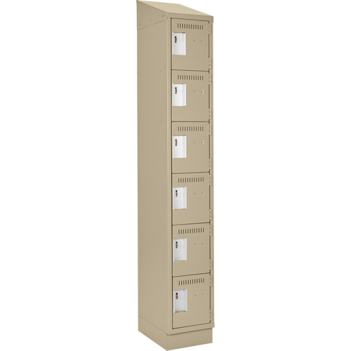 Petits casiers Clean Line, 6 niveaux, 12" x 18" x 82", Acier, Beige, Rivet (assembl&eacute;) Meunier Outillage Industriel