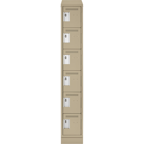 Petits casiers Clean Line, 6 niveaux, 12" x 18" x 82", Acier, Beige, Rivet (assembl&eacute;) Meunier Outillage Industriel