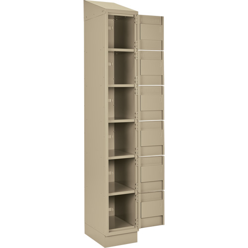 Clean Line Lockerette , 6 -tier, Bank of 4, 48" x 18" x 82", Steel, Beige, Rivet (Assembled) Meunier Outillage Industriel