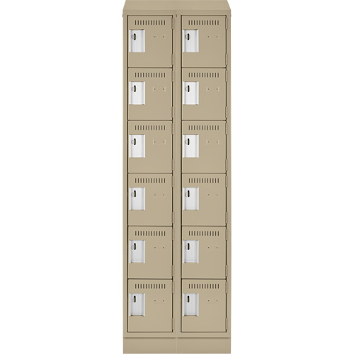 Clean Line Lockerette , 6 -tier, Bank of 2, 24" x 18" x 82", Steel, Beige, Rivet (Assembled) Meunier Outillage Industriel