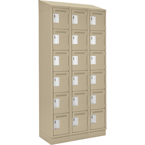 Clean Line Lockerette , 6 -tier, Bank of 3, 36" x 18" x 82", Steel, Beige, Rivet (Assembled) Meunier Outillage Industriel