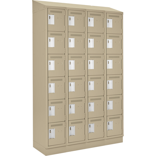 Clean Line Lockerette , 6 -tier, Bank of 4, 48" x 18" x 82", Steel, Beige, Rivet (Assembled) Meunier Outillage Industriel