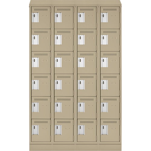 Clean Line Lockerette , 6 -tier, Bank of 4, 48" x 18" x 82", Steel, Beige, Rivet (Assembled) Meunier Outillage Industriel