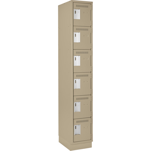 Clean Line Lockerette, 6 -tier, 12" x 18" x 76", Steel, Beige, Rivet (Assembled) Meunier Outillage Industriel