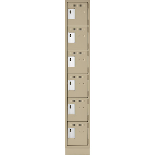 Clean Line Lockerette, 6 -tier, 12" x 18" x 76", Steel, Beige, Rivet (Assembled) Meunier Outillage Industriel