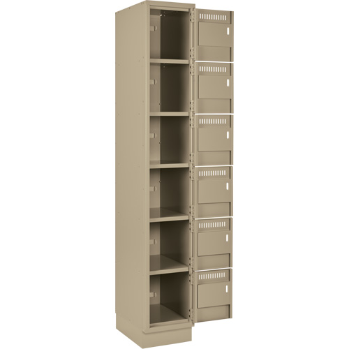 Clean Line Lockerette, 6 -tier, Bank of 4, 48" x 18" x 76", Steel, Beige, Rivet (Assembled) Meunier Outillage Industriel