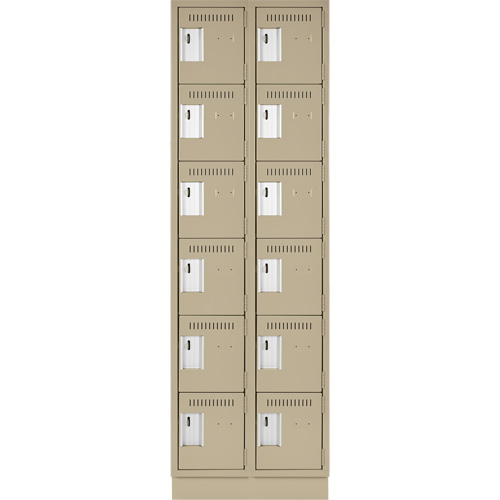 Clean Line Lockerette, 6 -tier, Bank of 2, 24" x 18" x 76", Steel, Beige, Rivet (Assembled) Meunier Outillage Industriel