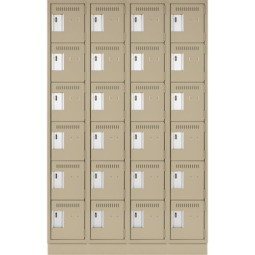 Clean Line Lockerette, 6 -tier, Bank of 4, 48" x 18" x 76", Steel, Beige, Rivet (Assembled) Meunier Outillage Industriel